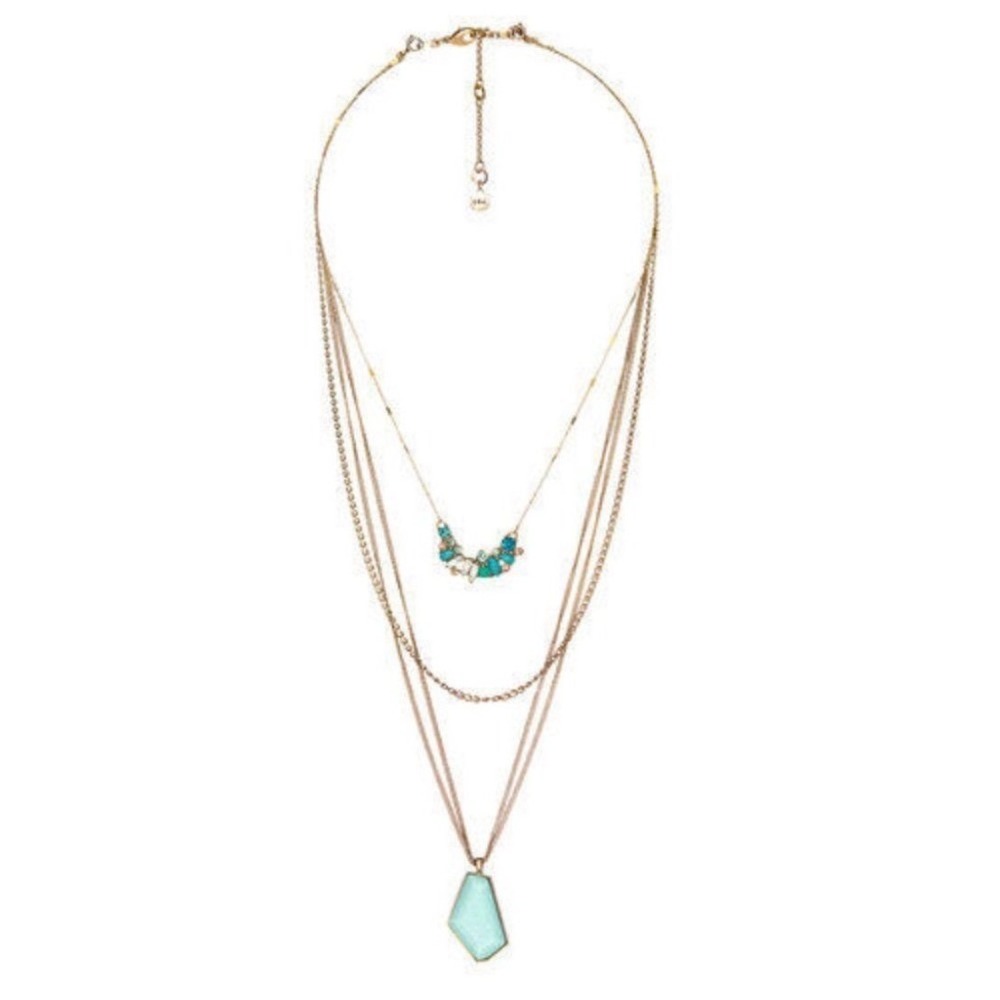 Chloe and Isabel Aquamarine Convertible Layered Pendant Necklace Gold‎ N405